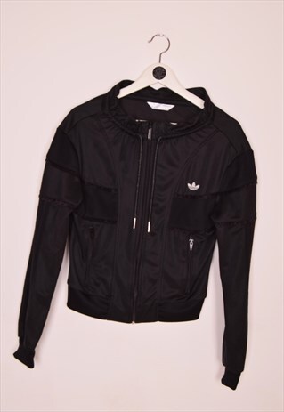 ADIDAS ORIGINALS JACKET WITH RUFFLE DETAILS SIZE M BLACK
