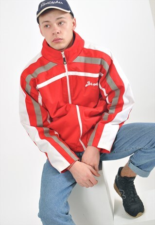 VINTAGE WINDBREAKER LINED JACKET IN RED