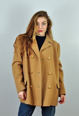 VINTAGE CAMEL DOUBLE BREASTED WOOL JACKET