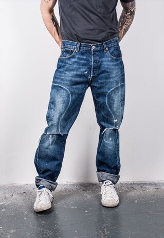 VINTAGE BLUE LEVI'S 501 PAINT JEANS