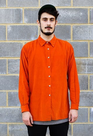 RETRO ORANGE CORDUROY SHIRT