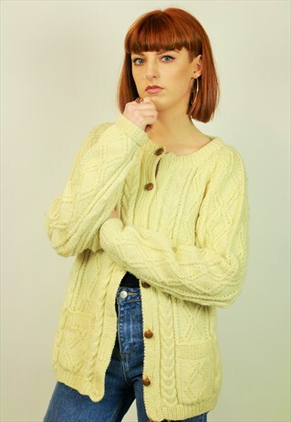 VINTAGE CREAM ARAN CARDIGAN