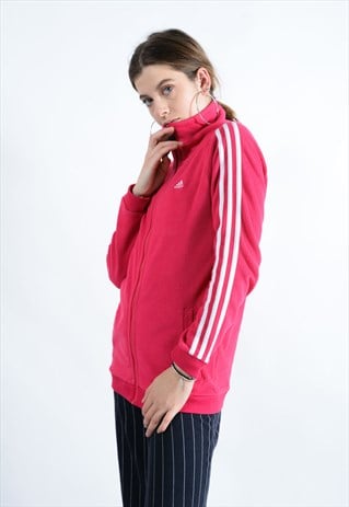 VINTAGE ADIDAS FLEECE ZIP UP IN PINK