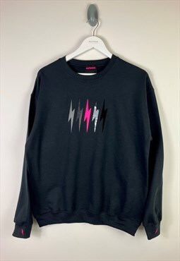 Black mix lightning bolt sweatshirt-  Neon Pink Black unisex