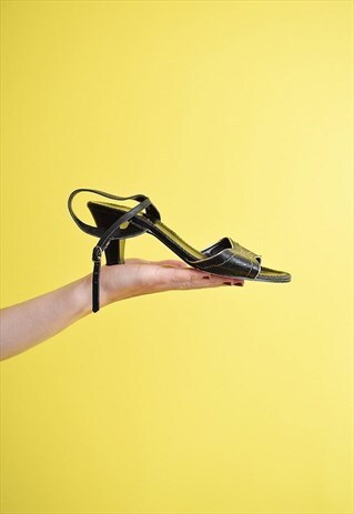 CUTE VINTAGE 70'S RETRO TANGO FAUX LEATHER HIGH HEELS