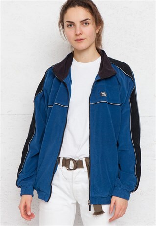 VINTAGE BLUE UMBRO VELOUR ZIP TRACK JACKET