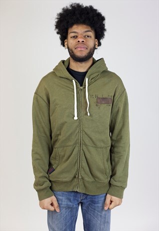 VINTAGE 90S POLO RALPH LAUREN KHAKI GREEN HOODIE