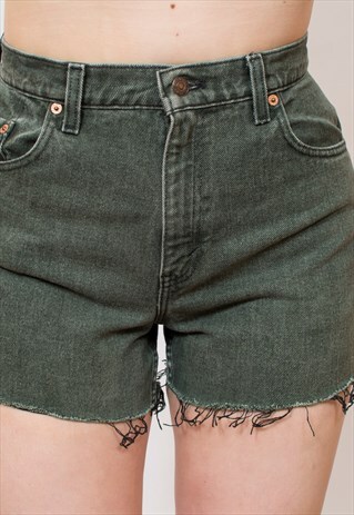 VINTAGE LEVIS GREEN DENIM SHORTS 10