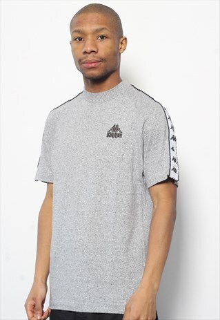 VINTAGE KAPPA TAPE LOGO T-SHIRT GREY
