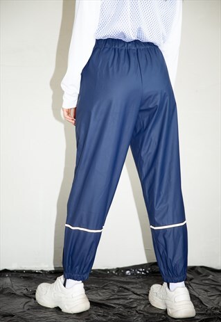 Y2K VINTAGE RUBBERY WORKWEAR TROUSERS WITH HI-VIS STRIPES