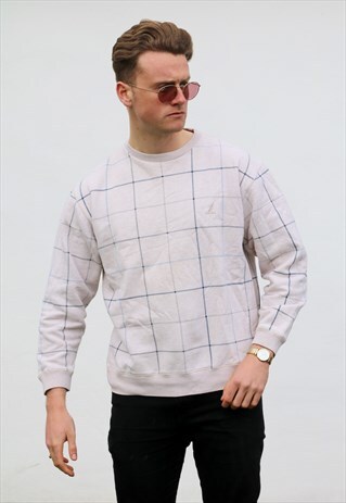NAUTICA USA MINIMALIST WINDOWPANE CHECK SWEATSHIRT
