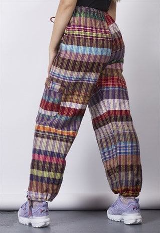 VINTAGE 90'S MULTICOLOUR WOVEN FESTIVAL TROUSERS