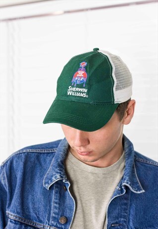 VINTAGE SHERWIN WILLIAMS TRUCKER CAP HAT 90S ONE SIZE 2.1