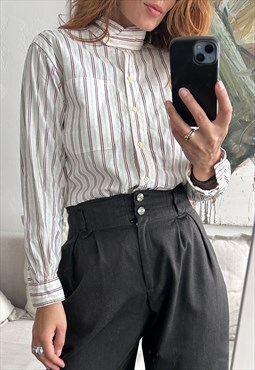 Vintage 80s Striped Cotton Shirt - M - L