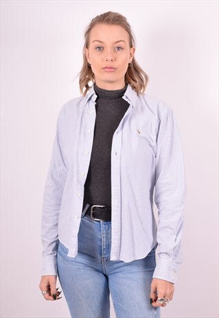 RALPH LAUREN WOMENS VINTAGE SHIRT MEDIUM BLUE 90S