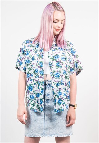 VINTAGE 90'S FLORAL PATTERN SHIRT BLOUSE