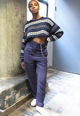 VINTAGE 90S PURPLE PLAID STRAIGHT LEG TROUSERS