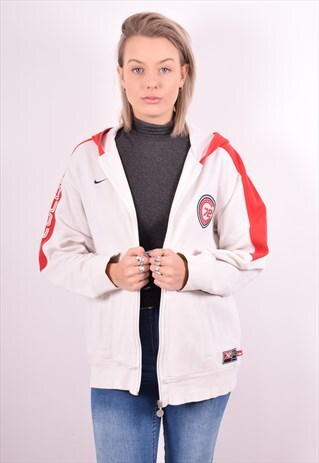 NIKE WOMENS VINTAGE HOODIE JACKET LARGE WHITE 90S