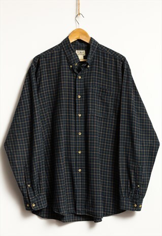 Vintage L L Bean Dark Blue Cotton Man Shirt size Large 19221
