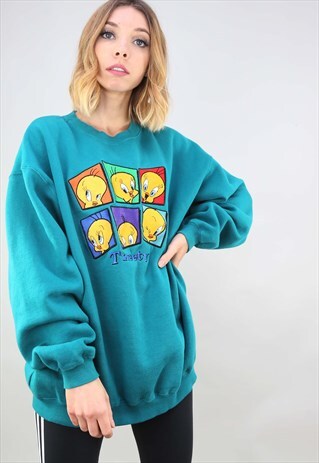 VINTAGE 90S OVERSIZED WARNER BRO'S TWEETY PIE SWEATSHIRT