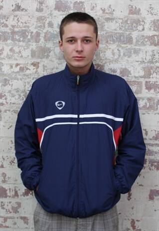 VINTAGE 1990S BLUE NIKE SHIELD TRACK TOP JACKET COAT