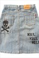Y2k cargo denim skirt With skulls and zip 