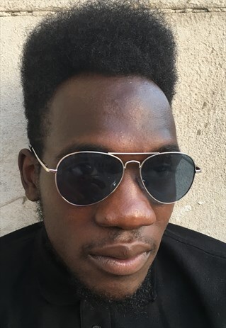 MIDNIGHT DARK BLUE SILVER FRAME SUNGLASSES