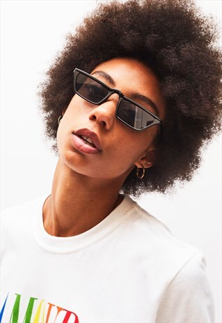 KAREN - BLACK SKINNY ANGULAR FRAME SUNGLASSES