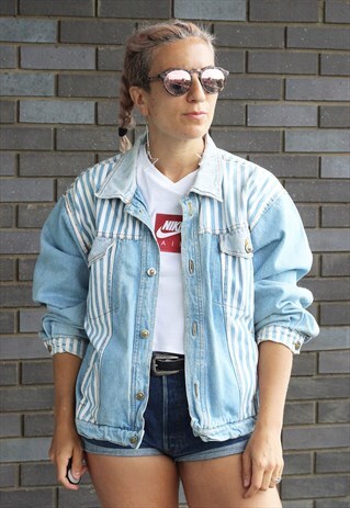 VINTAGE 1990S STRIPED DENIM JACKET