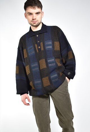 VINTAGE 90S COLOURFUL PATTERN KNIT JUMPER (COOGI STYLE)