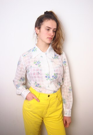 WHITE COTTON BLOUSE WITH FLORAL PRINT