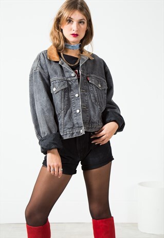 VINTAGE LEVI'S CONTRAST COLLAR DENIM JACKET / S1685