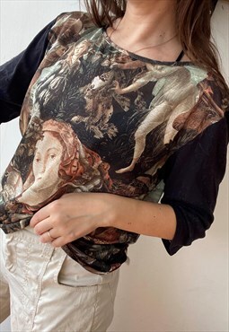 Vintage Y2K 00s SNAP Baroque print blouse top t-shirt