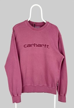 Carhartt Spell-Out Garment Dyed Sweatshirt in Burgundy