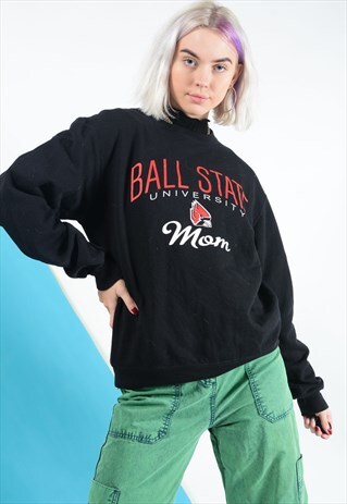 VINTAGE CHAMPION SWEATSHIRT IN BLACK WITH PRINT.