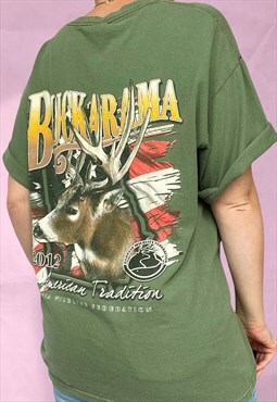 Vintage 90s Style Tourist Wildlife Tshirt in Green L
