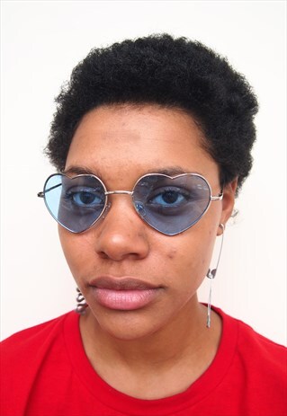 BLUE LENS HEART SUNGLASSES