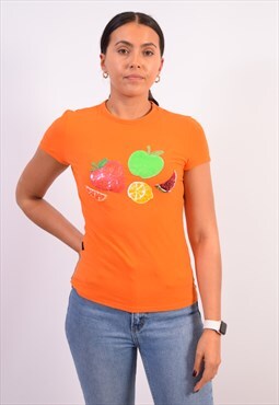 Vintage Moschino T-Shirt Top Orange