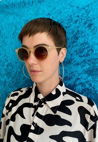 ROUND SUNGLASSES WITH MATTE FINISH - CREAM