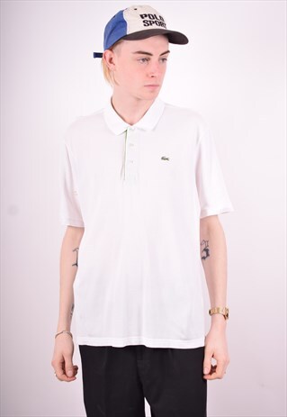 LACOSTE MENS VINTAGE POLO SHIRT LARGE WHITE 90'S