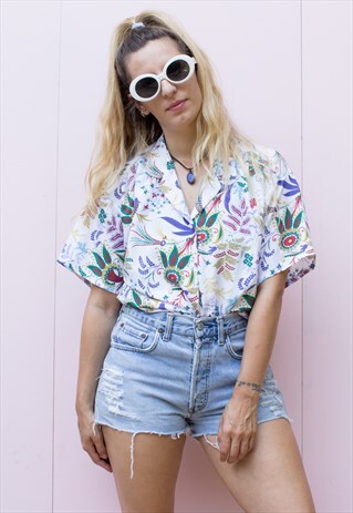 VINTAGE PAISLEY PRINT CROPPED SHIRT