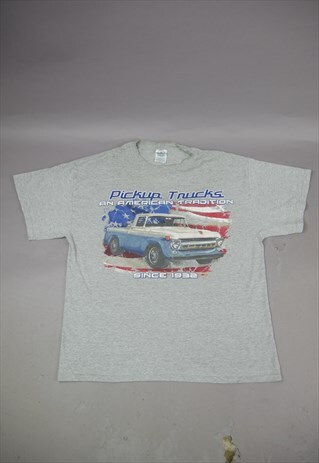 VINTAGE PICKUP TRUCK GRAPHIC T-SHIRT IN GREY