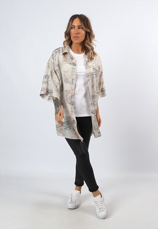 PRINT PATTERNED SHIRT OVERSIZED FESTIVAL UK 18 - 20 (H1E)