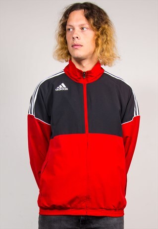 ADIDAS VINTAGE 90'S RED BLACK TRACKSUIT JACKET