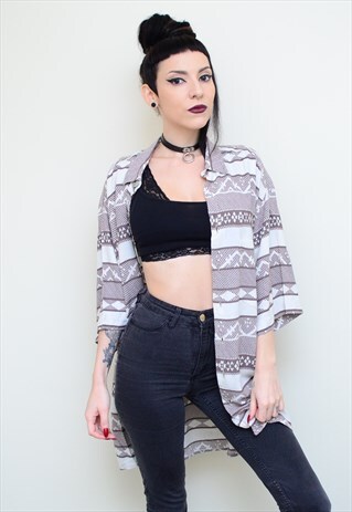 VINTAGE 90'S INDIE ABSTRACT PATTERNED OVERSIZED SHIRT