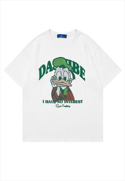 Donald duck t-shirt Y2K tee slogan retro cartoon top white