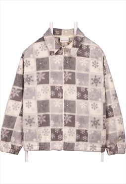 Alfred Dunner 90's Snowflakew Full Zip Up Hoodie Medium Grey