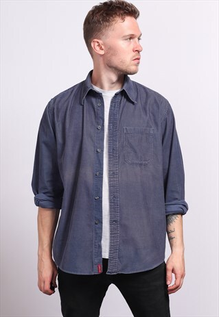 VINTAGE CORDUROY CORD SHIRT BLUE