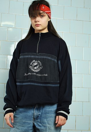 VINTAGE 80S SPORTS CORDUROY DETAILED LOGO SWEATSHIRT JUMPER