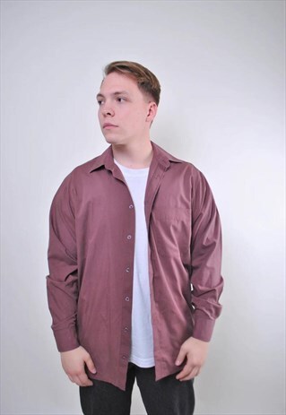 Vintage man brown long sleeve shirt for work